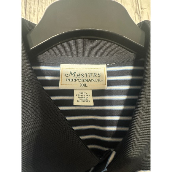 Masters Performance Polo Golf Shirt Mens XXL Black Striped - Missing Button - Picture 7 of 8